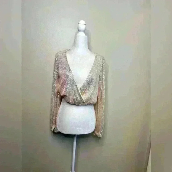 Worn once Opal sequins low cut blouse - Picture 5 of 8